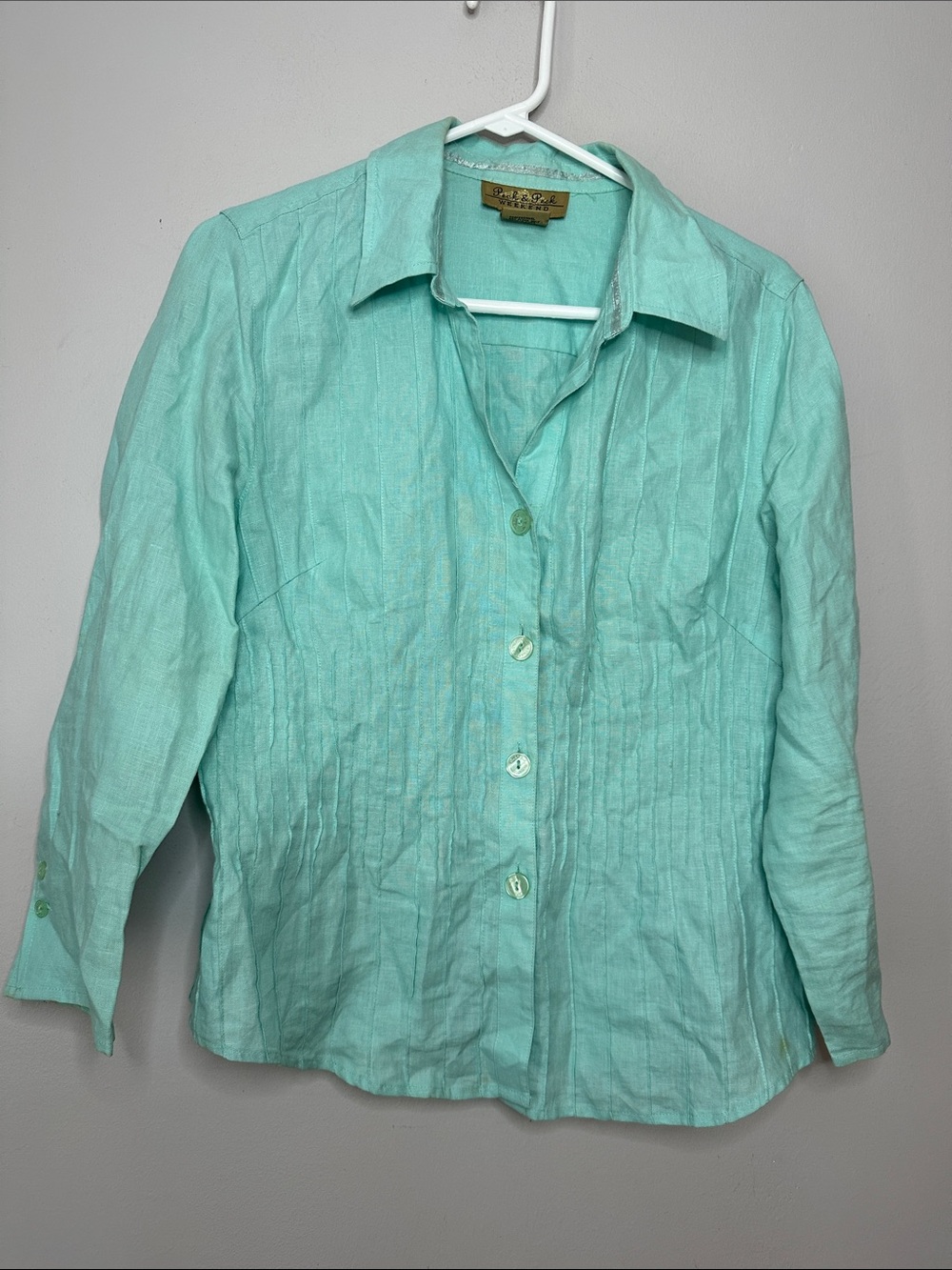 Peck & Peck Weekend Button-Front Linen Shirt size L